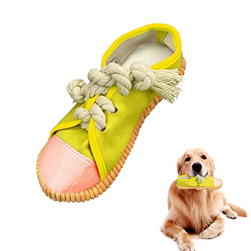 Andiker Quietschspielzeug für Hunde, langlebig, Schuhe, Kauspielzeug mit Quietschern, interaktives Welpen-Kauspielzeug für kleine, mittelgroße und große Hunde (gelb) von Andiker