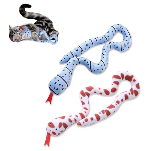 Andiker Schlangen-Katzenspielzeug, 50 cm lang, realistische Schlangenform, Plüschspielzeug mit bissfestem Stoff, interaktives Katzenspielzeug für Indoor-Katzen zum Beißen, Kauen, hält die Zähne sauber von Andiker