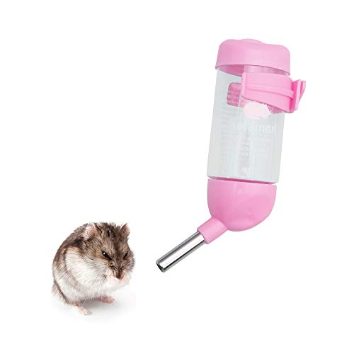 Andiker Spender für Hamster, Wasser, Kunststoff, zum Aufhängen, automatischer Trinkspender, mit 2 Kugellagern, für kleine Tiere, Chinchilla (80 ml, Rosa) von Andiker