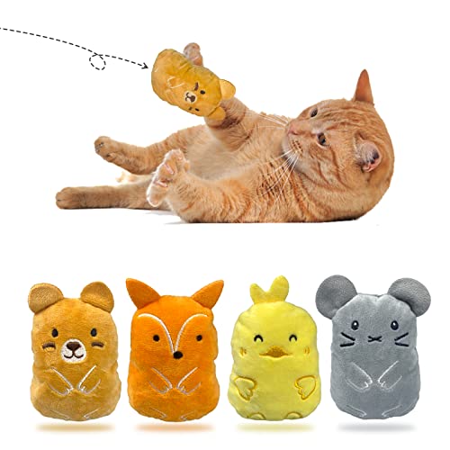 Andiker Spielzeug mit Katzenminze, 4 Stück süßes Weihnachtsplüsch-Katzenspielzeug Katzenminze-Kissen | Katzenspielzeug Beschäftigung Kauspielzeug (Tiermuster) von Andiker