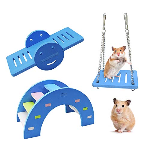Andiker Süßes Spielzeug für Hamster, Regenbogenbrücke, Schaukeln, Spielzeug, Spielzeug, für Kleintiere, zur Beseitigung von Unnissen, Blau von Andiker