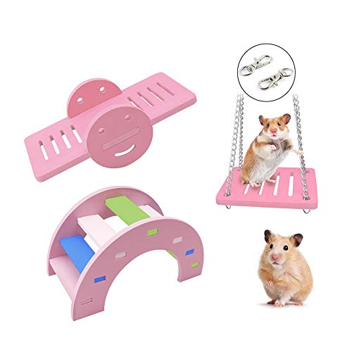 Andiker niedliches Hamster Spielzeug, Regenbogenbrücke, Schaukel, Spielzeug, Kletterspielzeug, kleines Tier Aktivität Spielzeug (Rosa) von Andiker