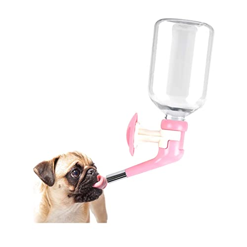 Andiker Tropffreier Hund Wasserspender Flasche Zwinger Käfig Wassertrinker Wasserkessel für Haustiere kann angehoben und abgesenkt werden Trinkwasser Futterkäfig Wasserflasche Hunde (Pink) von Andiker