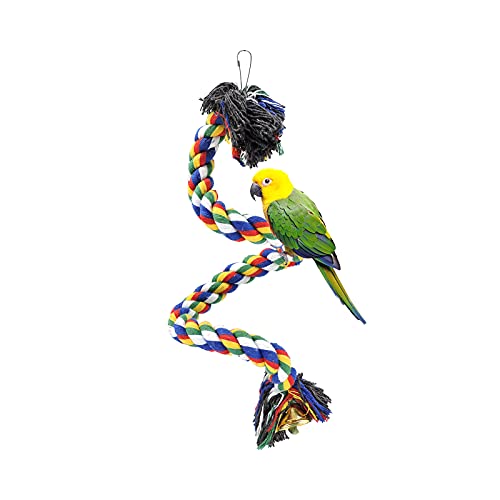 Andiker Vogel Barsch, Papagei Bunte Kletterseil Schaukel Spielzeug mit Glocke und hängendem Clip für Papageien, Wellensittiche, Aras, Sittiche und andere kleine Vögel. (50cm) von Andiker