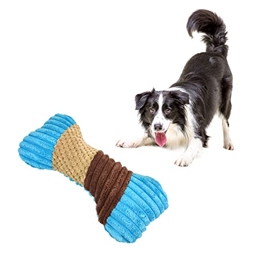 Plüsch-Hundespielzeug mit Quietscher für kleine Hunde, Plüsch-Hundespielzeug mit Seil im Inneren, weiches Kauspielzeug für Welpen (blau, L) von Andiker