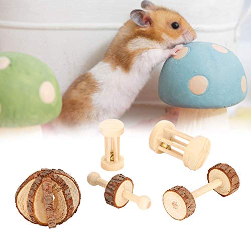 Andraw Haustiere Mahlen und Spielen 5 Stück/Set Langhantelspielzeug Kleines Haustierspielzeug, Sicherheitsspielzeug Hamsterspielzeug, für Meerschweinchen für Hamster für Kanin von Andraw