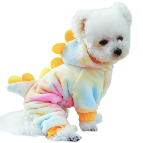 Anelekor Dinosaurier-Hundekleidung für kleine Hunde, Mädchen, Jungen, Fleece-Winterwelpen-Kapuzenpullover mit Leinenring, Kaltwettermantel für Katzen, lustiges Hunde-Dinosaurier-Kostüm für Anelekor Dinosaurier-Hundekleidung für kleine Hunde, Mädchen, Jungen, Fleece-Winterwelpen-Kapuzenpullover mit Leinenring, Kaltwettermantel für Katzen, lustiges Hunde-Dinosaurier-Kostüm für von Anelekor