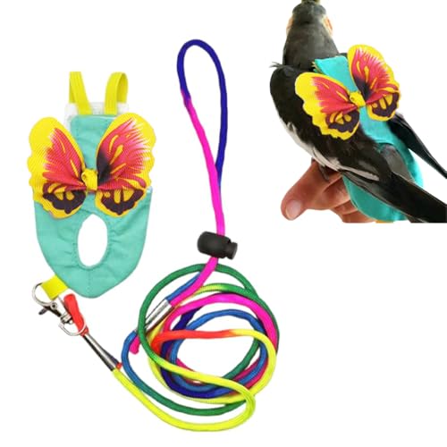 Anelekor Haustier-Windelgeschirr, verstellbares Papageiengeschirr und Leine, Set für Nymphensittiche, Fluganzug mit 152,4 cm Leine, Fliege, fliegende Kleidung für Sittiche, Kakadus, Nymphensittiche von Anelekor