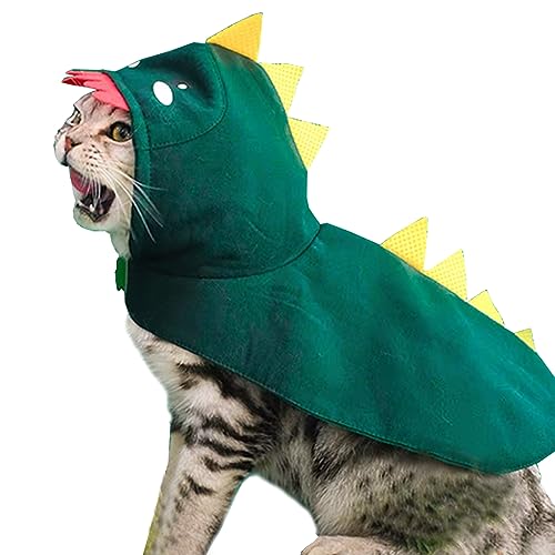 Anelekor Hunde-Dinosaurier-Kostüm, grün, Halloween-Katzenumhang mit Kapuze, Drachen-Kleidung für Welpen, Chihuahua, Yorkie (groß, grün) von Anelekor