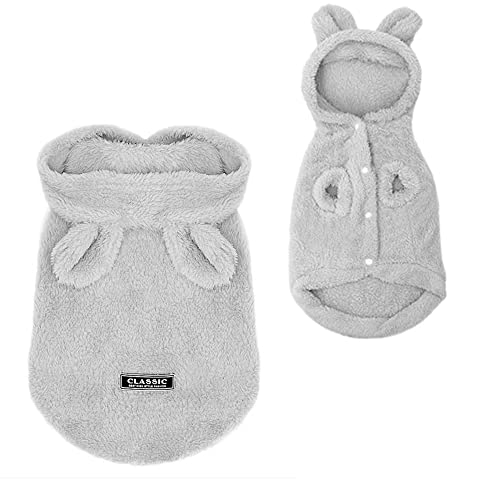 Anelekor Kapuzenpullover für Katzen und Hunde, Motiv: Osterhasenohren, Fleece, für kleine Hunde und Katzen, Größe XXL, Grau von Anelekor