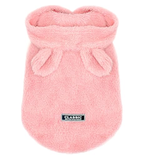 Anelekor Oster-Outfit für Hunde und Katzen, Hasenohren, Kapuzenpullover, Fleece, Sweatshirt für kleine Hunde und Katzen, Größe XXL, Rosa von Anelekor