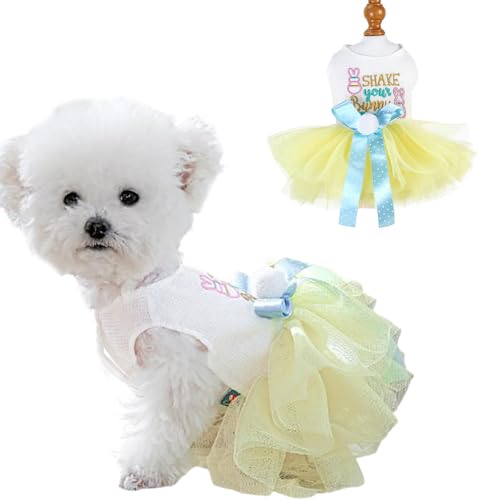 Anelekor Hunde-Oster-Outfit mit Stickerei-Buchstaben "My 1st Ostern", Urlaubs-Welpenkleid, Regenbogen, für kleine Hunde, Tutu, Katze, Kleidung, ausgefallene Haustierkleidung für Chihuahua, Yorkie, von Anelekor