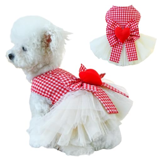 Anelekor Kariertes Kleid für kleine Hunde mit Ring für die Leine, Valentinstag, Katze, Tutu, Prinzessin, Urlaub, Welpenkleidung mit Schleife, Knoten und Herz, Haustierbekleidung für Kätzchen Anelekor Kariertes Kleid für kleine Hunde mit Ring für die Leine, Valentinstag, Katze, Tutu, Prinzessin, Urlaub, Welpenkleidung mit Schleife, Knoten und Herz, Haustierbekleidung für Kätzchen von Anelekor