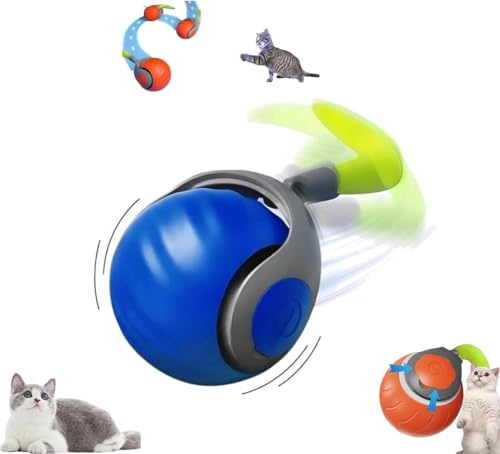 AngLink ChaseMaster Pro Katzenspielzeug – Interaktiver Power Ball mit Schwanz, Bewegungsspielzeug für Wohnungskatzen, Stressabbau, Sicher & Langlebig (Blau-1) von AngLink