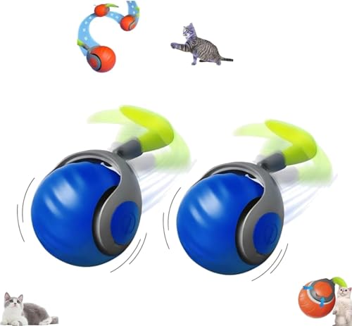 AngLink ChaseMaster Pro Katzenspielzeug – Interaktiver Power Ball mit Schwanz, Bewegungsspielzeug für Wohnungskatzen, Stressabbau, Sicher & Langlebig (Blau-2) von AngLink