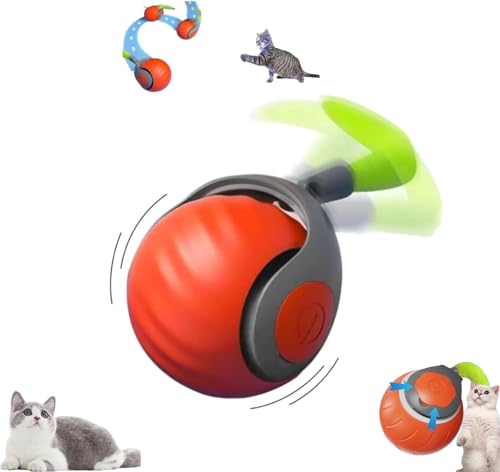 AngLink ChaseMaster Pro Katzenspielzeug – Interaktiver Power Ball mit Schwanz, Bewegungsspielzeug für Wohnungskatzen, Stressabbau, Sicher & Langlebig (Orange-1) von AngLink