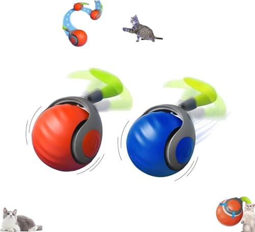 AngLink ChaseMaster Pro Katzenspielzeug – Interaktiver Power Ball mit Schwanz, Bewegungsspielzeug für Wohnungskatzen, Stressabbau, Sicher & Langlebig (Orange-Blau) von AngLink