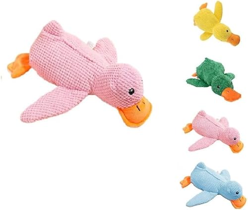 AngLink ILESTDG Hundespielzeug Ente mit Quietsche – Plüsch Kauspielzeug gegen Stress – Für kleine, mittlere & große Hunde – Weich, langlebig & zahnfreundlich (Rosa,3X Anti-Stress Ente) von AngLink