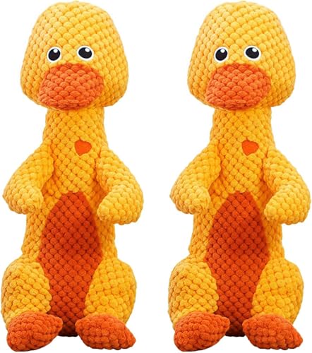 Bela Balu Unzerstörbares Hundespielzeug für Starke Kauer – Quietschendes Enten-Frosch-Plüschtier, Kauspielzeug für kleine, mittlere & große Hunde, Zahnpflege & Stressabbau (Ananas Plüschtier Ente) von AngLink