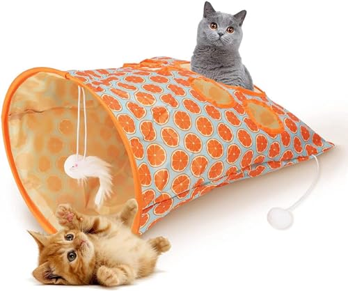 Katzentunnel für Indoor-Katzen,Cat Tunnel Bag,Katzentunnel für Indoor-Katzen,Faltbar Katzentunnel Katzenspielzeug, Katzentunnel-Papiertüte mit Plüschball,Lustige Spieltunnel für Katzen (B) von Angaekkot