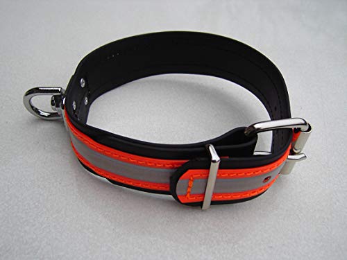 MJH Beta Biothane Schweißhalsung verstellbar vernäht 25mm breit orange mit Schweißwirbel - reflektierend (35-41cm) von Mcties