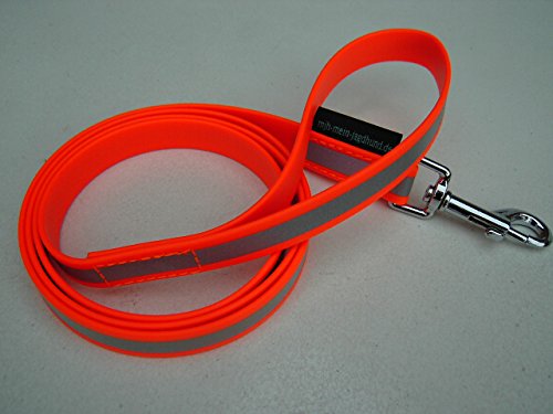 Angel for Pets MJH BioThane Leine 1,50m lang/19mm breit Reflex orange mit Handschlaufe von Ewbob