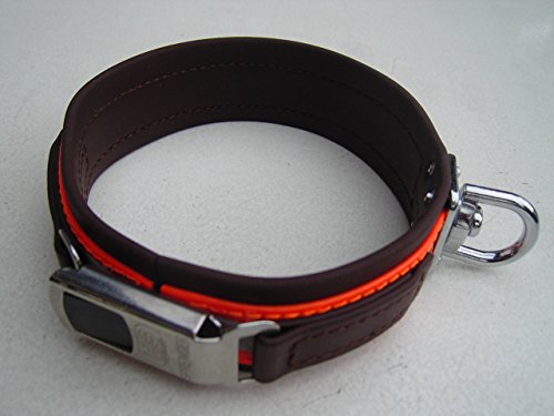 MJH Schweißhalsung Reflex vernäht Super Heavy 38mm breit braun/orange mit Sprenger ClickLock Verschluss u. Schweißwirbel von Angel for Pets