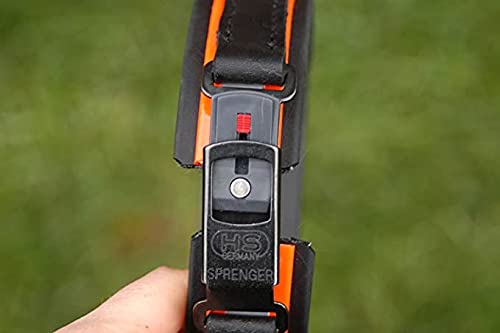 MJH Schweißhalsung Reflex vernäht Super Heavy 38mm breit braun/orange mit Sprenger ClickLock Verschluss u. Schweißwirbel (38cm) von Angel for Pets