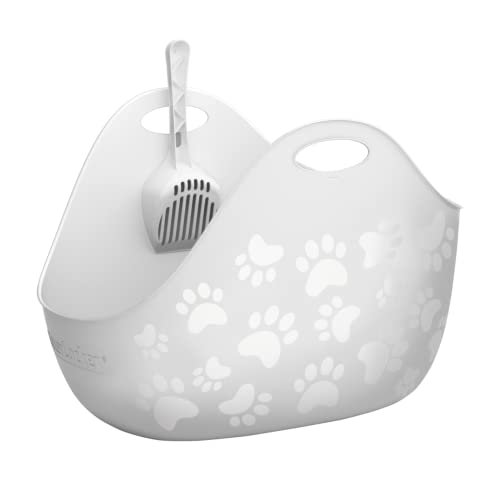 LitterLocker LitterBox White, Katzentoilette weiß, elegantes und praktisches Design, einfache Entleerung, inkl. Schaufel von Litter Locker