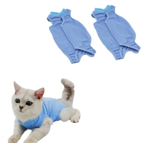 Angelkiss 2PCS Katzenkleidung Recovery Suit in Blau - Sanfte Erholungskleidung für Katzen, Katzenkostüm für Katzen, Hautpflege und Schutz（Größe M） von Angelkiss