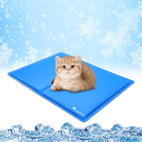 Angelpet Kühlmatte Hund, S 50x40cm – Ungiftige Selbstkühlende Gelmatte Bett, Langlebige wasserdichte Kühlmatte für Hunde & Katzen im Sommer, Kein Wasser oder Kühlen Erforderlich (Blau) von Angelpet