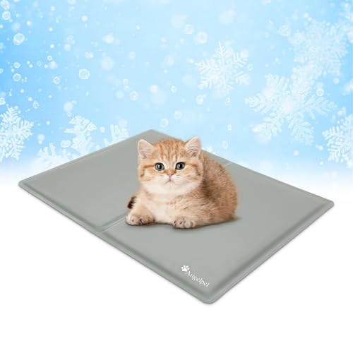 Angelpet Kühlmatte Hund, S 50x40cm – Ungiftige Selbstkühlende Gelmatte Bett, Langlebige wasserdichte Kühlmatte für Hunde & Katzen im Sommer, Kein Wasser oder Kühlen Erforderlich (Grau) von Angelpet