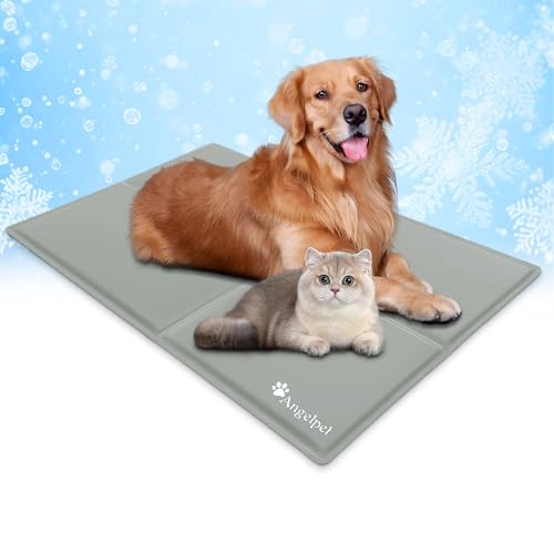 Angelpet Kühlmatte Hund, XL 120x80cm – Ungiftige Selbstkühlende Gelmatte Bett, Langlebige wasserdichte Kühlmatte für Hunde & Katzen im Sommer, Kein Wasser oder Kühlen Erforderlich (Grau) von Angelpet