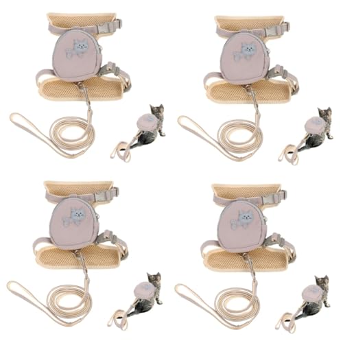 Angoily 4 Stücke Kätzchen Versorgung Outdoor Katze Leine Einstellbare Druck Design Für Mittlere Katzen von Angoily