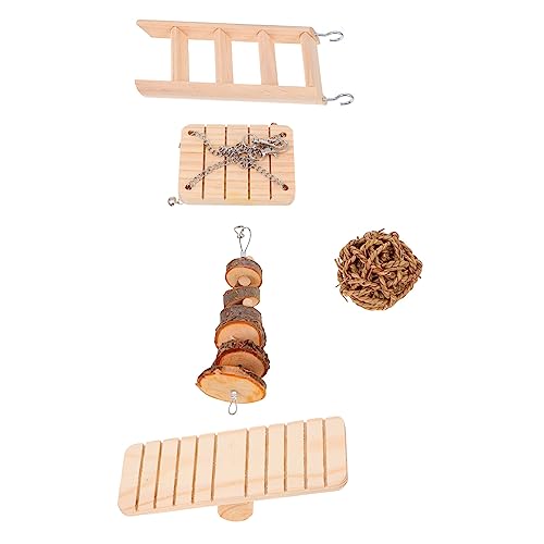 Angoily Natürliches Spielset: Kletterleiter Aus Holz Schaukel Zähneknirschen-Spielzeug für Kleintiere Angoily Natürliches Spielset: Kletterleiter Aus Holz Schaukel Zähneknirschen-Spielzeug für Kleintiere von Angoily