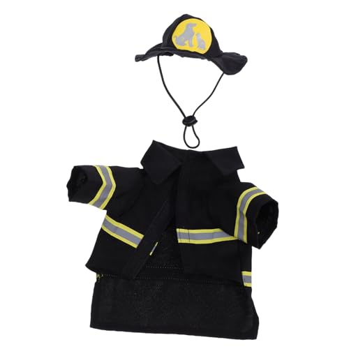 Angoily Haustier-Kleidungsset Feuerwehrmann-uniform Für Hunde Performance-Party-kostüm Umgestalteter Mantel Bequeme Passform Größe S Schwarz von Angoily
