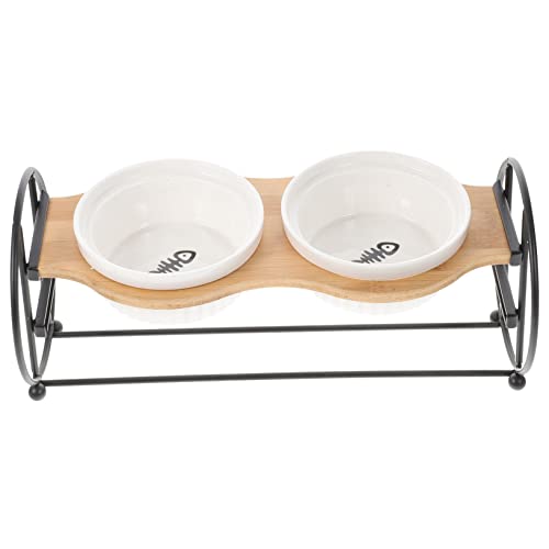 Angoily 1 Satz pet Water Bowl Easy putz Haustiernapf mit Nackenschutz erhöhte Futternäpfe für Katzen Katzennapf Katzennäpfe Kätzchennapf mit Ständer Hundenapf aus Keramik von Angoily