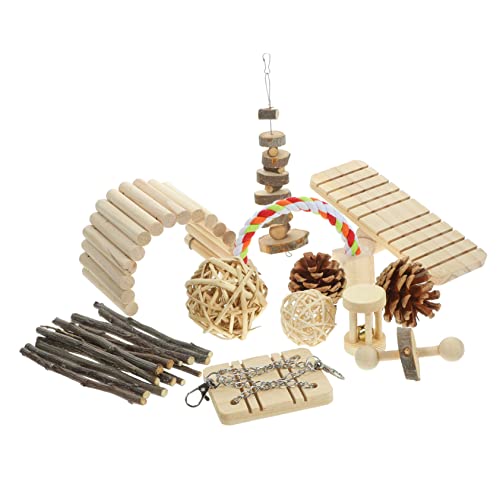 Angoily 1satz Hamster Spielzeug Set Aus Holz Mit Schaukel Wippe Und Karottenheu- Für Hamster Mäuse Und Kleine Nager Fördert Kauverhalten Und Gesunde Zähne Für Tierisches Spielen Und von Angoily