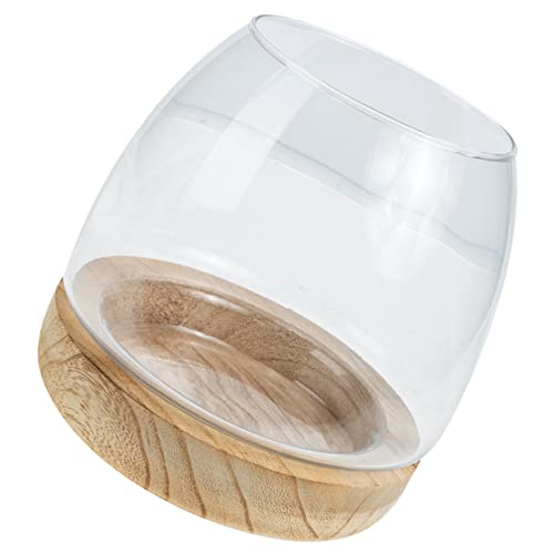 Angoily Elegantes Glaspflanzen-Terrarium Aquarium-schüssel Holzsockel Pflanzbehälter für Zuhause und Büro Dekoration Angoily Elegantes Glaspflanzen-Terrarium Aquarium-schüssel Holzsockel Pflanzbehälter für Zuhause und Büro Dekoration von Angoily