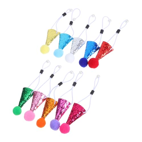Angoily 10 Stück Mini Partyhüte für Haustiere und Plüschtiere Leichte Kegelhüte mit Pompon Komfortabel und Dekorativ für Hunde Katzen Puppen Geburtstagsfeiern und Fotosessions von Angoily