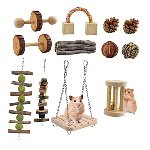 Angoily 12st Hamster Kaninchen Spielzeug Kaninchenspielzeug Spielzeug Für Sittiche Hasenspielzeug Aus Holz Beißspielzeug Nymphensittich-Spielzeug 12-teiliges Set Hölzern Haustier Hase von Angoily