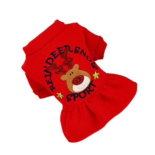 Angoily 1stk Hundekostüme Kleine Weihnachtsglocken Menschenspielzeug Aus Holz Ostern Lustiger Kätzchen-weihnachtsanzug Hunde-Hoodie-Pullover Kätzchen-Outfit Haustier Rot Kleid von Angoily