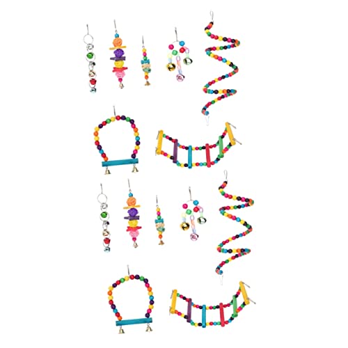 Angoily 2 Sets Papagei Spielzeug Set Vogel Schaukel Brücke Sicher Holz Material Decor Intellektuelle Entwicklung von Angoily