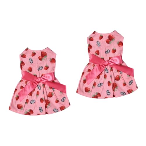 Angoily 2 STK Kleidung für kleine Hunde Kleid für Mädchen Mädchen-Shirt Hundekleid Tutu Kleider Rock Erdbeerhaustierkleidung Ärmelloses Sommerkleid für Hunde Hundekleidung Erdbeere von Angoily