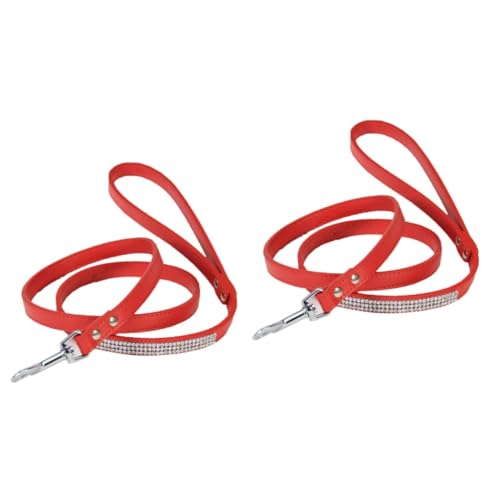 Angoily 2 Stücke Haustier Zubehör Hund Walking Leine Modische Strass Pu Leder für Hunde Rot Angoily 2 Stücke Haustier Zubehör Hund Walking Leine Modische Strass Pu Leder für Hunde Rot von Angoily