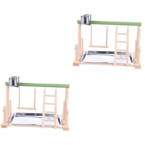Angoily 2 Stücke Papagei Spielen Stand Leiter Rack Vogel Spielzeug Holz Schaukel für Papagei Spielplatz von Angoily
