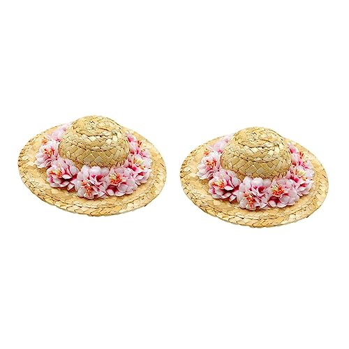 Angoily 2stücke Hat Für Hunde Woven Sommer Sonnenhut Mit Blumen s Zufälliger Stil Für Partys Und Fotos Leichtes Und Sicheres Material von Angoily