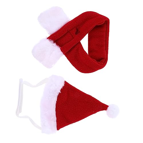 Angoily 2St Haustier Weihnachten verkleiden Sich Weihnachtsmützen Cosplay-Zubehör Weihnachtsmann-Kostüm Weihnachtshundekappe Weihnachtsmütze für Haustiere Kleidung Hut Hundemütze Schal rot von Angoily