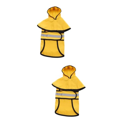 Angoily 2stücke Pet Reflective Raincoat Für Hunde wasserdichte Haustierjacke Mit Kapuze Gelb Für Bei Regen Sicher Dank Reflektierendem Design Und Elastischem Material von Angoily
