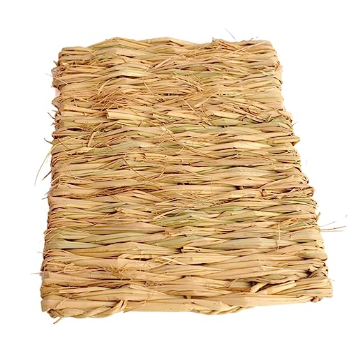 Angoily 2st Kaninchen-padseagrass-Matte Seegras-Matte Spielzeugbett Kauen Hamstermatte Seegras-Patch Hasenbett Bambus Weben von Angoily